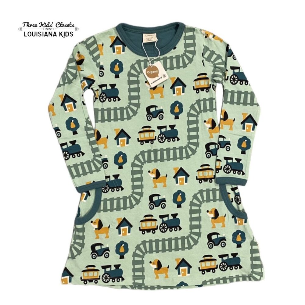 NEW Maxomorra Sz 110/116 (5-6Y) Organic Old Town Dress - Picture 1 of 3